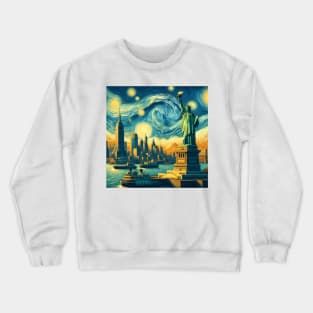 New York City, USA, in the style of Vincent van Gogh's Starry Night Crewneck Sweatshirt